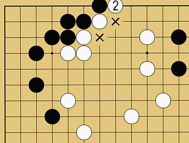図10:二線のヨセで先手を取る方法の碁盤図
