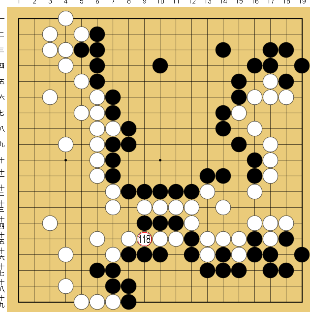 図３３：布石からヨセまで丁寧に解説の碁盤図