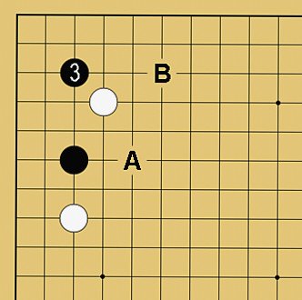 図６：定石外れへの簡単な咎め方の碁盤図