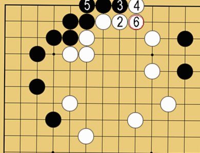 図14:二線のヨセで先手を取る方法の碁盤図