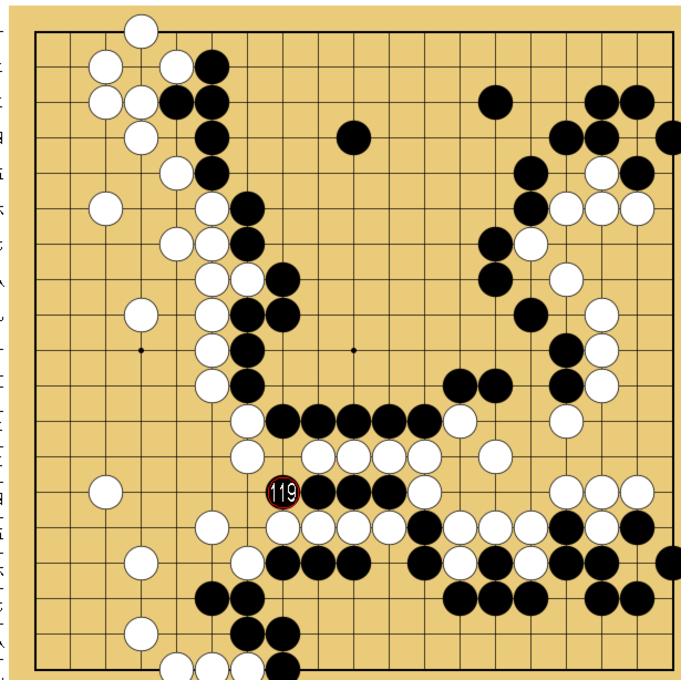 図３４：布石からヨセまで丁寧に解説の碁盤図
