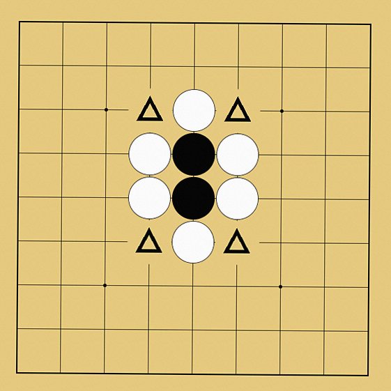 石を囲んで取る練習の図