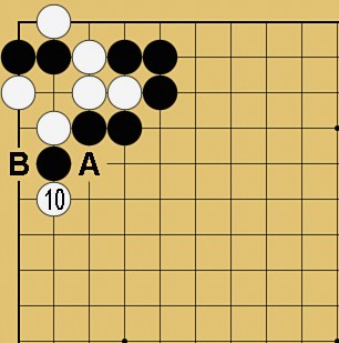 図３９：～小ゲイマジマリに入ってきた石を取る方法～の碁盤図
