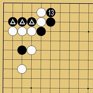 図３４：定石外れへの簡単な咎め方の碁盤図