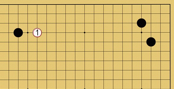 図1:二線のヨセで先手を取る方法の碁盤図