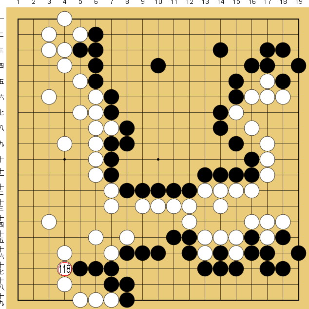 図５２：布石からヨセまで丁寧に解説の碁盤図