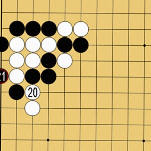 図５４：定石外れへの簡単な咎め方の碁盤図