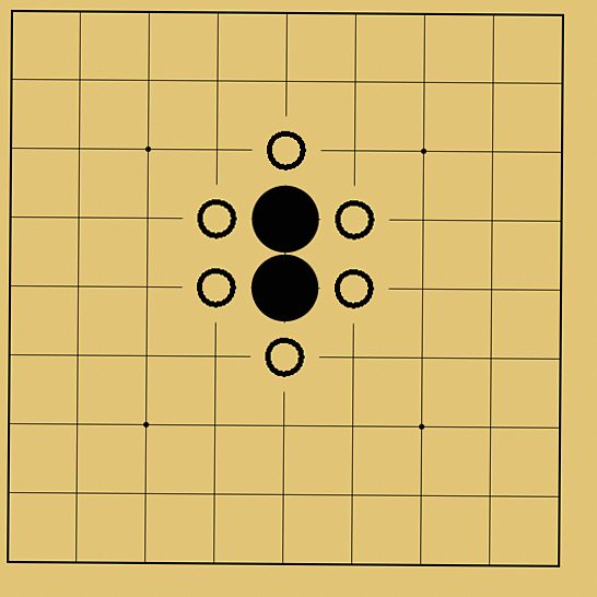 石を囲んで取る練習の図