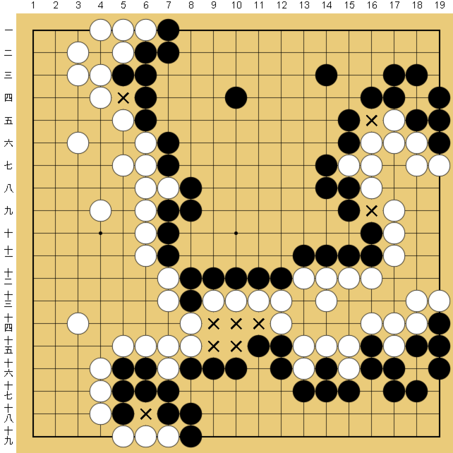 図６９：布石からヨセまで丁寧に解説の碁盤図