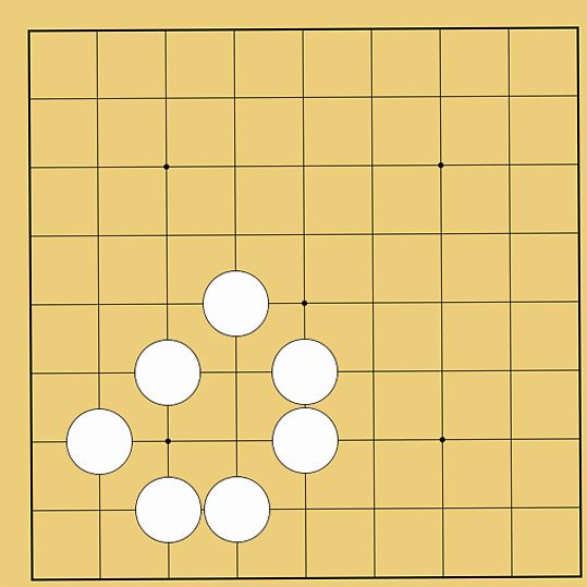 石を囲んで取る練習の図