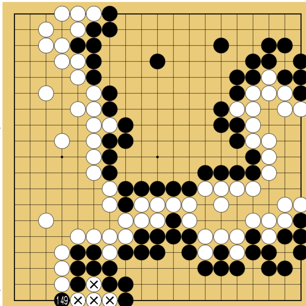 図７１：布石からヨセまで丁寧に解説の碁盤図