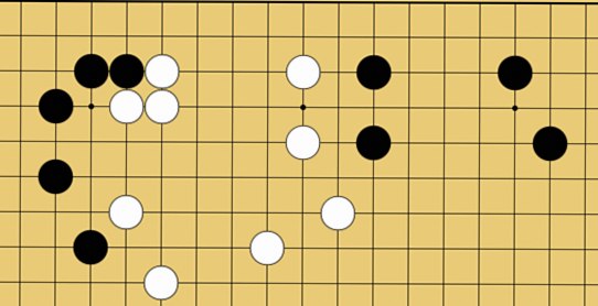 図5:二線のヨセで先手を取る方法の碁盤図