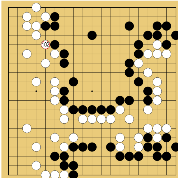 図１４：布石からヨセまで丁寧に解説の碁盤図