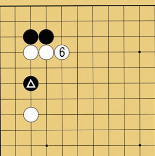 図４３：定石外れへの簡単な咎め方の碁盤図