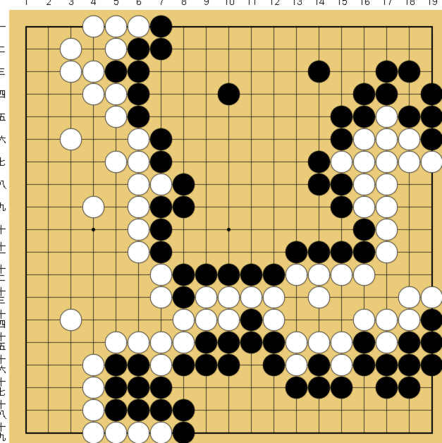図７５：布石からヨセまで丁寧に解説の碁盤図