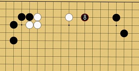 図3:二線のヨセで先手を取る方法の碁盤図