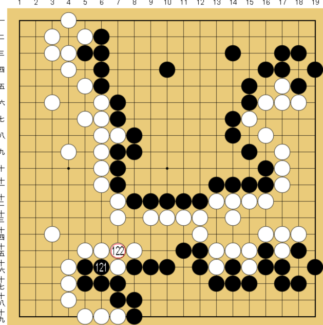図５４：布石からヨセまで丁寧に解説の碁盤図