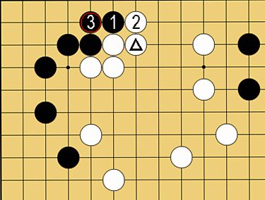 図35:二線のヨセで先手を取る方法の碁盤図