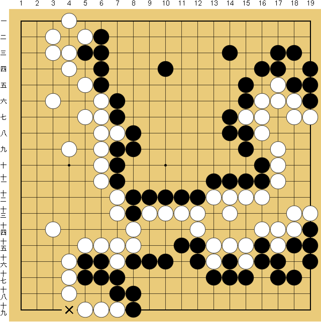 図６４：布石からヨセまで丁寧に解説の碁盤図