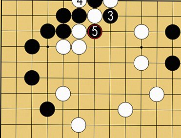 図11:二線のヨセで先手を取る方法の碁盤図