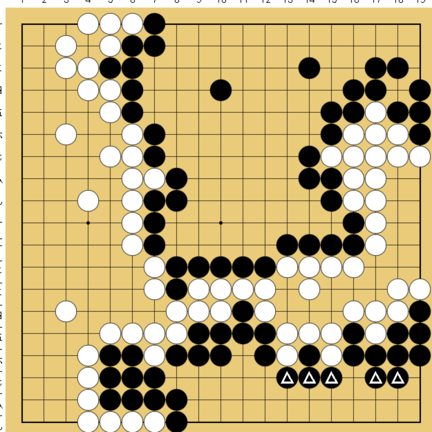 図７６：布石からヨセまで丁寧に解説の碁盤図