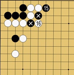 図３６：定石外れへの簡単な咎め方の碁盤図